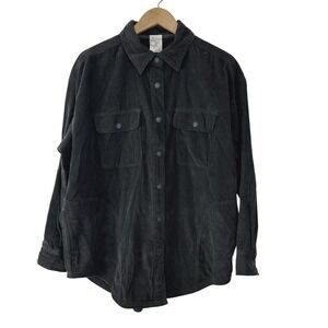 Offline By Aerie Corduroy Snap Button Up Shirt Jacket Womens Medium Dark‎ Gray